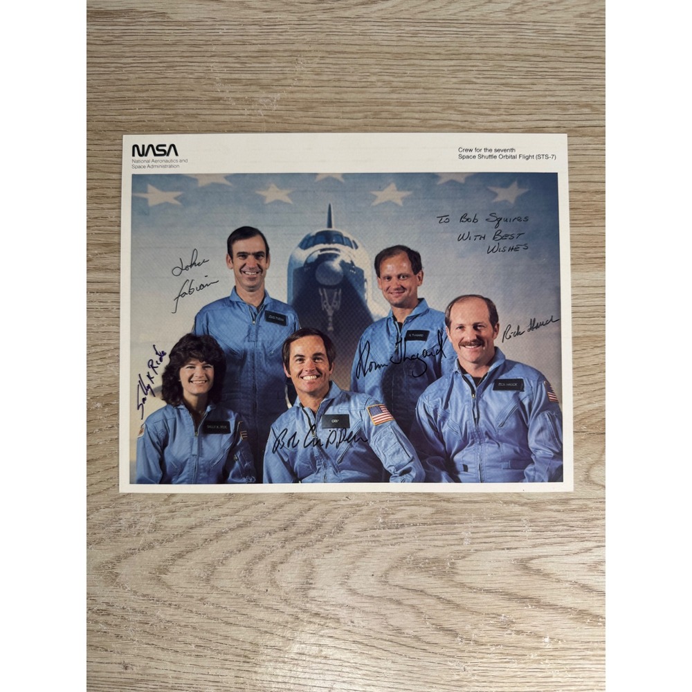NASA STS-7 Challenger Crew Signed Lithograph Sally Ride Autograph 1983 Photo